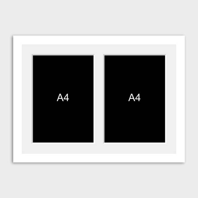 Double Photo Frame Holds 2 A4 Certificates/Photos in A 22mm White Wood - image 1