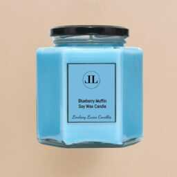 Blueberry Muffin Scented Soy Candle, Blue Sweet Bakery Candles Strong Smelling - thumbnail 3