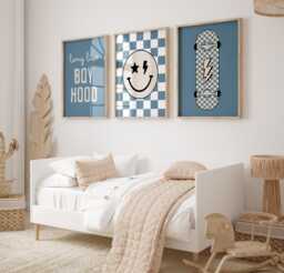 Boy's Room Art Prints Skateboard, Smiley Face, Boyhood Quote - thumbnail 1