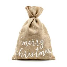 Merry Christmas Jute Sack - Natural Brown Hessian Stocking Gifts Rustic Holiday Decor - thumbnail 2