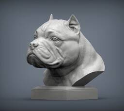 3D Printed American Bulldog Bust Pet Memorial Dog Figurine - thumbnail 1
