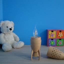 Kids Rocket Lamp. Rocket-Shaped Wooden Bedside/Desk Lamp For Reading Or Ambient Light, Ideal Gift Kids - Ch-2 Model - thumbnail 2