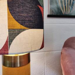 Extra Tall Abstract Retro Lampshade in Multicoloured Cotton Fabric, 50cm Height - thumbnail 2
