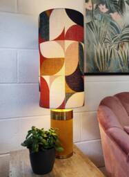 Extra Tall Abstract Retro Lampshade in Multicoloured Cotton Fabric, 50cm Height