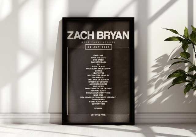 Custom Setlist Poster - Personalised Music Tour Print, Concert Set List Gift, Country, Indie Rock Artist - image 1