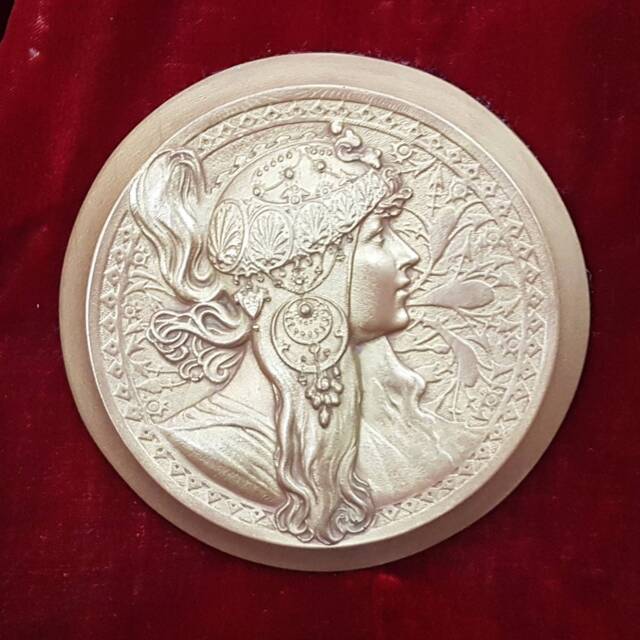 Art Nouveau Byzantine Plaque, Alphonse Mucha Style Resin Wall - image 1