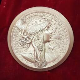 Art Nouveau Byzantine Plaque, Alphonse Mucha Style Resin Wall - thumbnail 1