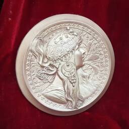 Art Nouveau Byzantine Plaque, Alphonse Mucha Style Resin Wall - thumbnail 3