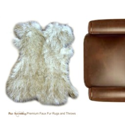 Faux Fox Fur Area Rug - Brown Tip Pelt Shape, Handmade Usa - thumbnail 1