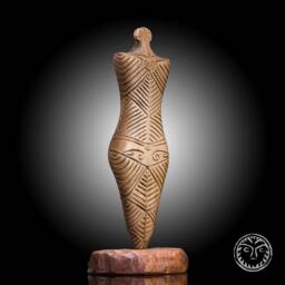 Hand Carved Wood Idol, Cucuteni Female Figurine, Primitive Sculpture - thumbnail 2