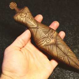 Hand Carved Wood Idol, Cucuteni Female Figurine, Primitive Sculpture - thumbnail 4