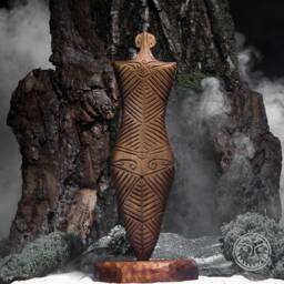 Hand Carved Wood Idol, Cucuteni Female Figurine, Primitive Sculpture - thumbnail 1