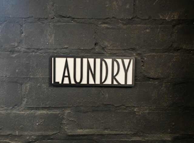 Retro Laundry Room Sign - Black & White Wood, Farmhouse Decor