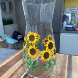 Hand Painted Sunflower Vase. Can Be Personalised. Wedding, Birthday, Housewarming, Engagement, Anniversary, Retirement Gift - thumbnail 3