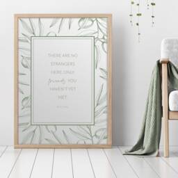 There Are No Strangers Here Print - W. B. Yeats Quote Entrance Hallway Wall Art New Home Gift Unframed - thumbnail 2