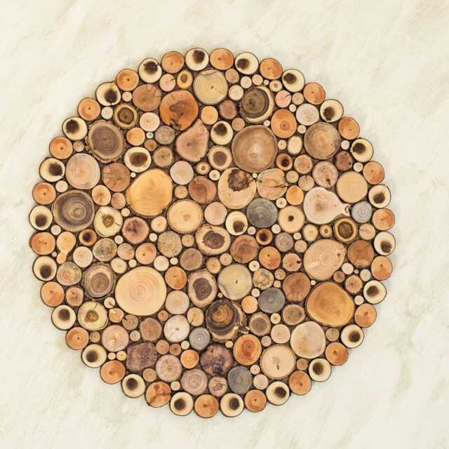 Round Wooden Wall Art With Tree Branch Slices - Organic Sculpture For Natural Home Decor - image 1