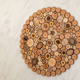Round Wooden Wall Art With Tree Branch Slices - Organic Sculpture For Natural Home Decor - thumbnail 4