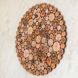 Round Wooden Wall Art With Tree Branch Slices - Organic Sculpture For Natural Home Decor - thumbnail 3