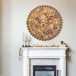 Round Wooden Wall Art With Tree Branch Slices - Organic Sculpture For Natural Home Decor - thumbnail 2