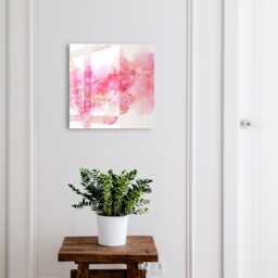 Floral Landscape Wall Mounted Key Cabinet, Pink Industrial Box, Watercolor Flowers & Plants, For Lovers Of Motifs