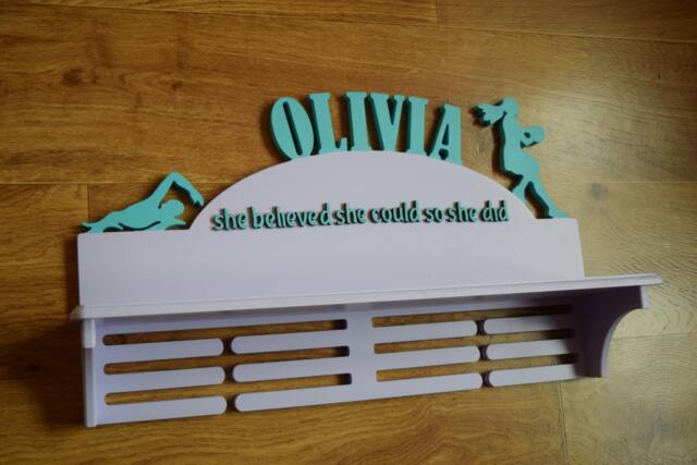Personalized Birthday Gift For Sport Wood Medal Holder Wall Decor Race Display Case Swimming Netball Trophy Shelf Custom Hanger - image 1