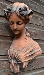 "Female Art Nouveau Wall Plaque Bust Fragment Home Or Garden Ornament ""Josephine"" 38cm/15" - thumbnail 3