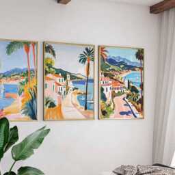 Set Of 3 Santa Barbara Posters, California Travel Prints, Coastal Wall Art Sets, Beach Scene Usa Cityscape Home Decor - thumbnail 3