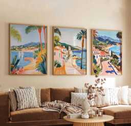 Set Of 3 Santa Barbara Posters, California Travel Prints, Coastal Wall Art Sets, Beach Scene Usa Cityscape Home Decor - thumbnail 1
