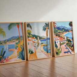 Set Of 3 Santa Barbara Posters, California Travel Prints, Coastal Wall Art Sets, Beach Scene Usa Cityscape Home Decor - thumbnail 2