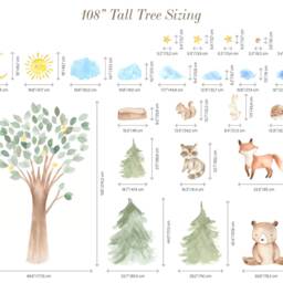 Woodland Wall Decal Nursery Trees & Forest Creatures - 24 Stickers Set - Hand Painted Decals, Oak Pine Tree Decor - thumbnail 4