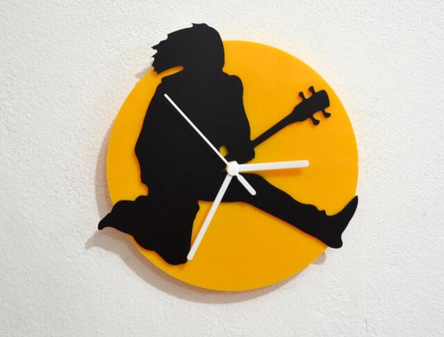 Rock Star Guitarist - Black & Yellow Silhouette Wall Clock - image 1