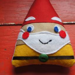Handmade, Happy, Samuel, The Yellow, Gnome, Large, Fabric, Hanging, Ornament, With Bell, Decoration, Christmas, Tree, Display, Mantel, Gift - thumbnail 3