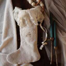 Personalized Christmas Stocking, Openwork Hand-Embroidered Holiday Garland, Stocking Stuffer With Custom Name - thumbnail 2