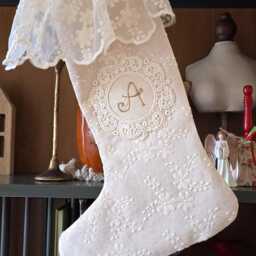 Personalized Christmas Stocking, Openwork Hand-Embroidered Holiday Garland, Stocking Stuffer With Custom Name - thumbnail 3