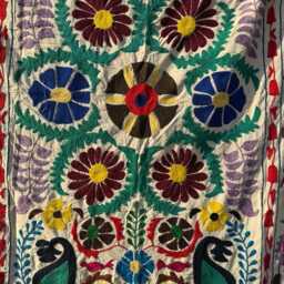 Handmade Suzani Embroidered Cotton Throw - Unique Ethnic Home Furnishing - thumbnail 2
