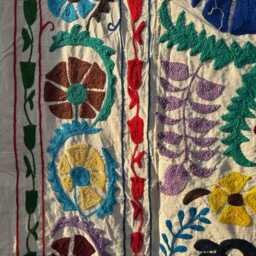 Handmade Suzani Embroidered Cotton Throw - Unique Ethnic Home Furnishing - thumbnail 3
