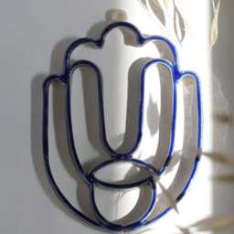 Ceramic Hamsa Wall Art - Blue Glaze, Handmade in Israel - thumbnail 3
