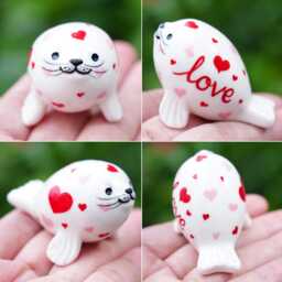 Good Fortune For Wedding Elephant Figurine, Heart Decorated Valentine's Gift, Hand Painted - thumbnail 2