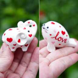 Good Fortune For Wedding Elephant Figurine, Heart Decorated Valentine's Gift, Hand Painted - thumbnail 3
