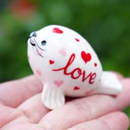 Good Fortune For Wedding Elephant Figurine, Heart Decorated Valentine's Gift, Hand Painted - thumbnail 4