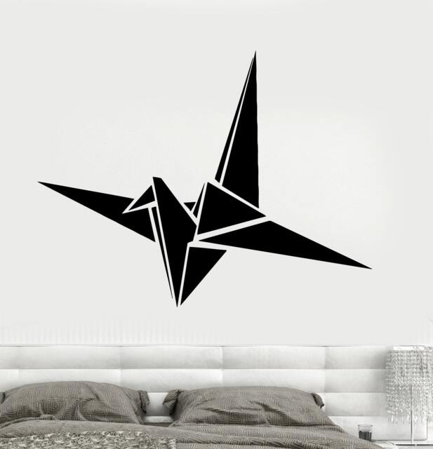 Wall Vinyl Decal Origami Crane Modern Contemporary Decor For Bedroom 1307Dz - image 1