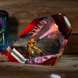 Premium Transformers Bumblebee Resin Lamp - Handcrafted Led Night Light - Cyberpunk Robot For Desk Or Shelf Sci-Fi Geek Gift - thumbnail 3