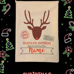 Personalised Santa Sack - Rudolph North Pole Express Christmas Custom Gift Bag Present Reusable Xmas - thumbnail 4