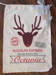 Personalised Santa Sack - Rudolph North Pole Express Christmas Custom Gift Bag Present Reusable Xmas