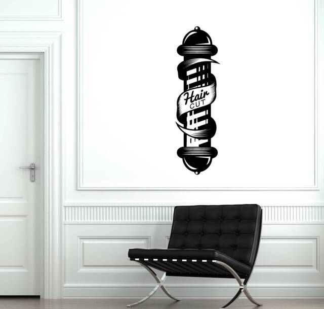 Hair Cut Vinyl Wall Decal Barber Shop Signboard Stylist Hairdresser Stickers Mural 2654Di - image 1