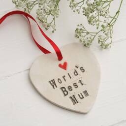 World's Best Mum Ceramic Hanging Heart, Personalised Mother's Day Gift, Gifts For - thumbnail 2