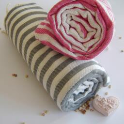 Turkish Cotton Peshtemal Towel Striped Beach, Bath, & Spa Towel, Choose Your Color - thumbnail 4