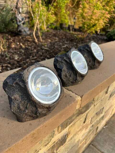 Rock Solar Led Lights Natural Outdoor Garden Decor Decoration - image 1