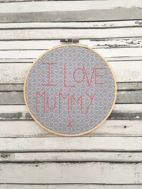 I Love Mummy Embroidery Hoop Wall Art, Mother's Day Gift, Embroidered Decoration - image 1