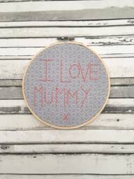 I Love Mummy Embroidery Hoop Wall Art, Mother's Day Gift, Embroidered Decoration - thumbnail 1